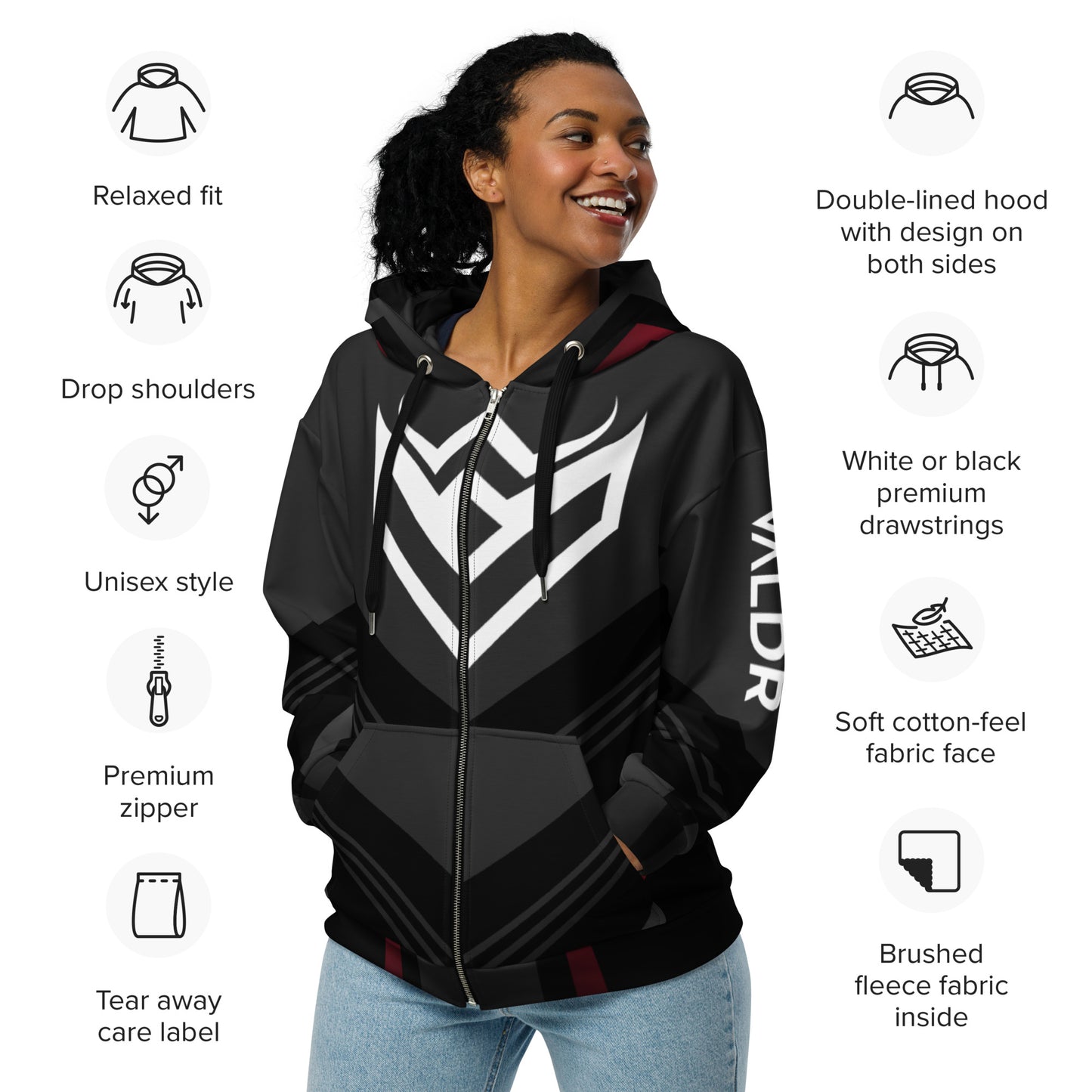 
                  
                    Valdr Emblem zip up hoodie UNISEX
                  
                